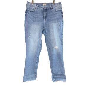 Pistola High Rise Skinny Jeans Size 16w Distressed Raw Hem Medium Wash Ankle